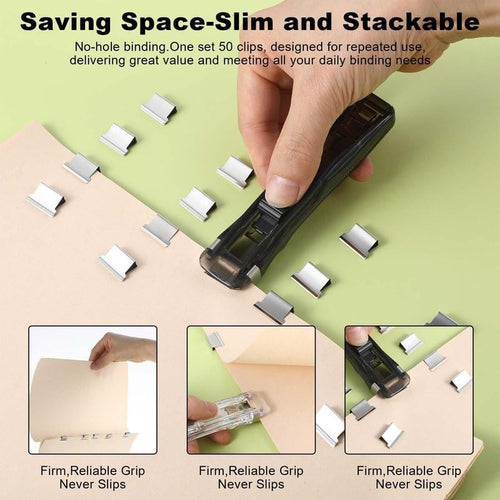 🔥3,155 sold in last 24 hours🔥Portable Binder Clip Stapler - Includes 58 reusable clips